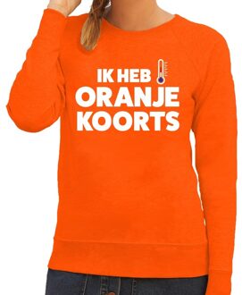 Oranje tekst sweater Ik heb Oranje koorts voor dames -  Koningsdag kleding L