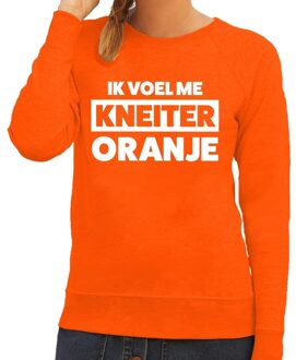 Oranje tekst sweater Ik voel me kneiter oranje voor dames -  Koningsdag kleding XL