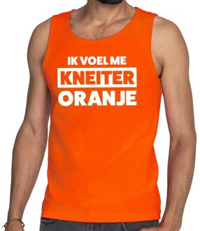 Oranje tekst tanktop / mouwloos shirt Ik voel me kneiter oranje voor heren -  Koningsdag kleding M