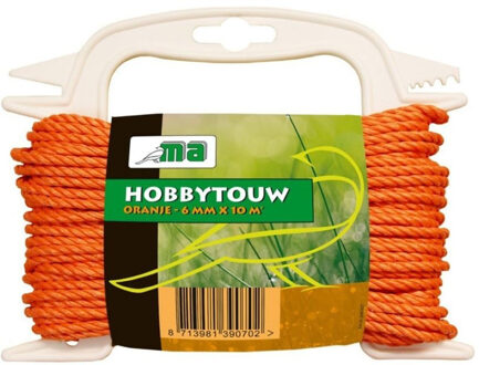 Oranje touw - 6 mm x 10 meter - kunststof gedraaid - hobby/klus - binnen / buiten
