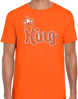 Oranje verkleed t-shirt Koningsdag - king - heren S - Feestshirts