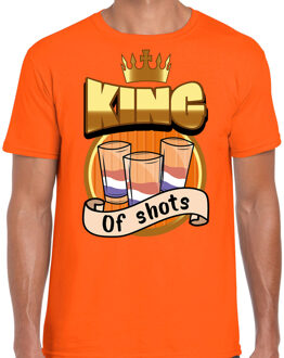 Oranje verkleed t-shirt Koningsdag - king of shots - heren S - Feestshirts
