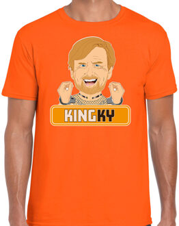 Oranje verkleed t-shirt Koningsdag - kingky - heren 2XL - Feestshirts