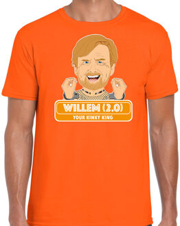 Oranje verkleed t-shirt Koningsdag - kingky king - heren L - Feestshirts