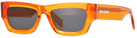 Oranje Vierkante Zonnebril met Wit Logo Palm Angels , Orange , Unisex - 53 MM
