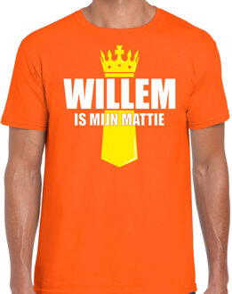 Oranje Willem is mijn mattie shirt met kroontje - Koningsdag t-shirt voor heren S - Feestshirts