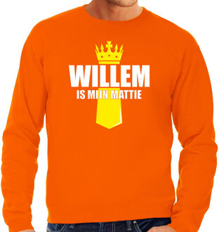 Oranje Willem is mijn mattie sweater met kroontje - Koningsdag truien voor heren L