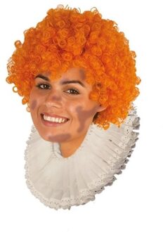 Oranje zwarte roetveeg pieten pruik afro voor volwassenen met krulletjes