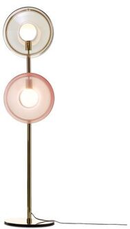 Orbital Vloerlamp - Gouden fitting - Roze/wit