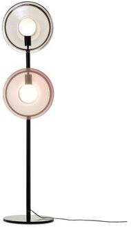 Orbital Vloerlamp - Zwarte fitting - Roze/wit