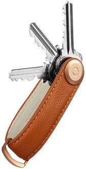 Orbitkey 2.0 Keyholder Pebbled Leather amber Bruin - H 2 x B 8 x D 2