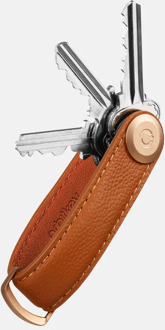 Orbitkey 2.0 Pebbled Leather sleuteletui amber Cognac