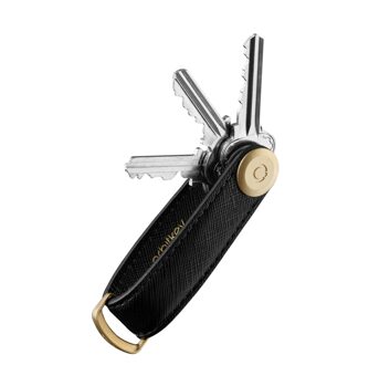 Orbitkey Sleutelhangers Saffiano Leather Orbitkey 2.0 Zwart