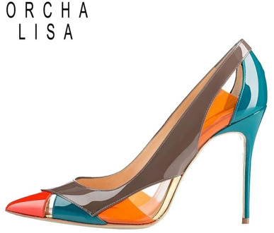 ORCHA LISA New stiletto heel Shoes woman Pumps Ladies ultra high heels shoes Patent leather Pointed toe office big size 46