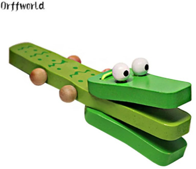 Orff world Crocodile Shape Wooden Castanet Baby Musical Instrument Cartoon Baby Musical Educational Instrument Toy Rattle Toy