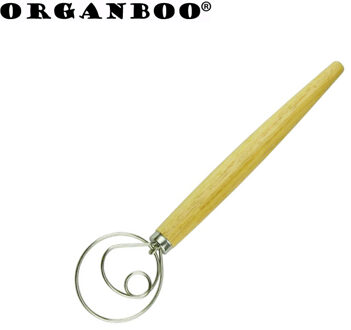 ORGANBOO 1 PC Rvs Blender voor DIY Brood Deeg Bakvormen Deeg Garde Eieren Beater Mixer Tool 13 Inch Eiken houten Handvat