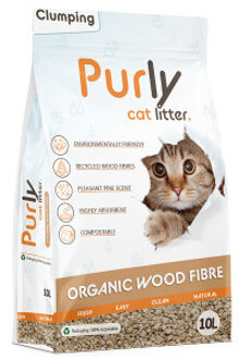 Organic klontvormende houtvezel kattenbakvulling 2 x 10 liter