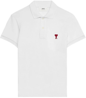 Organisch Katoenen Polo Shirt - Wit Ami Paris , White , Heren - 2Xl,Xl,L,M,S
