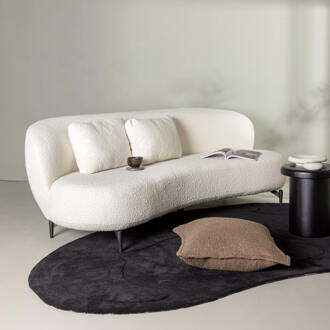 Organische 3-zits Bank 'Delinda' Bouclé, 224cm, kleur Wit