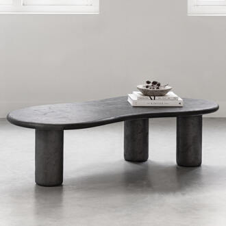 Organische Salontafel 'Curva' Betonlook, 130 x 69cm, kleur Zwart