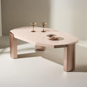 Organische Salontafel 'Ellen' Marmerlook, 125 x 70cm, kleur Roze