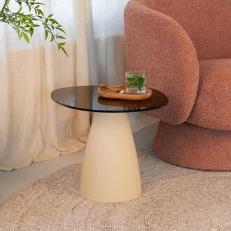 Organische Salontafel 'Jacky' Glas en betonlook, 50 x 43cm