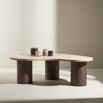 Organische Salontafel 'Lawanda' Travertinlook, 130 x 78cm Beige - 130 x 75 cm