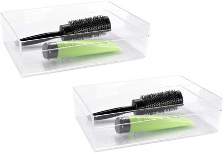 Organizer bakje - 10x - transparant - kunststof - 30x22x5 cm - lade verdeelbakje