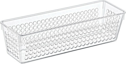 Organizer/opbergmandje - kunststof - transparant - 0.8L - 23 x 7.5 x 6 cm - Opbergmanden