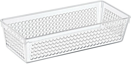 Organizer/opbergmandje - kunststof - transparant - 1.9L - 26 x 11 x 6 cm - Opbergmanden