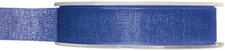 Organza sierlint - blauw - 15 mm x 20 meter - Hobby decoratie lint - Cadeaulint