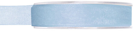 Organza sierlint - lichtblauw - 15 mm x 20 meter - Hobby decoratie lint - Cadeaulint