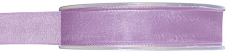 Organza sierlint - lila paars - 15 mm x 20 meter - Hobby decoratie lint - Cadeaulint