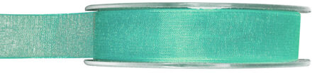 Organza sierlint - mintgroen - 15 mm x 20 meter - Hobby decoratie lint - Cadeaulint