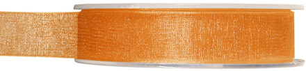 Organza sierlint - oranje - 15 mm x 20 meter - Hobby decoratie lint - Cadeaulint