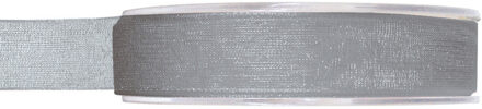 Organza sierlint - zilvergrijs - 15 mm x 20 meter - Hobby decoratie lint - Cadeaulint