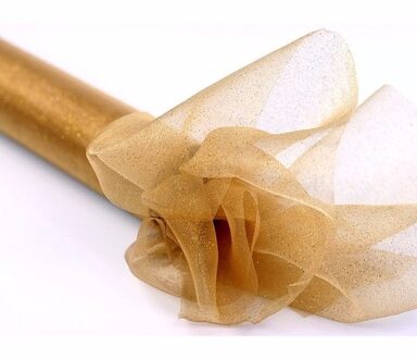 Organza stof - goud - glitters - 36 cm breed - nylon - decoratiestof - hobby Goudkleurig