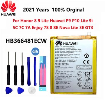 Orginal Huawei P9 P10 Lite Honor 8 9 Lite 9i 5C 7C 7A Genieten 7S 8 8E Nova Lite 3E GT3 HB366481ECW 3000Mah Telefoon Batterij