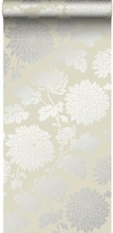 Origin behang bloemen beige Blauw