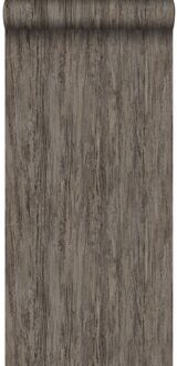 Origin behang houtlook donker taupe Blauw