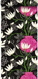 Origin behang magnolia zwart en roze Blauw
