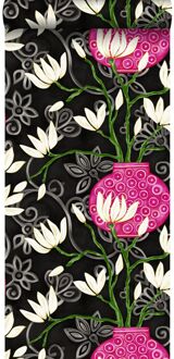 Origin behang magnolia zwart en roze Blauw