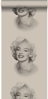 Origin behang Marilyn Monroe grijs en zwart Blauw