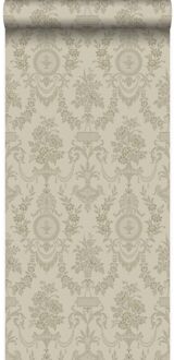 Origin behang ornamenten taupe Blauw