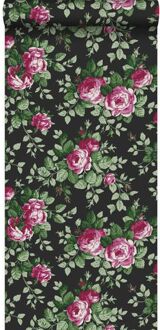 Origin behang rozen zwart en roze Blauw