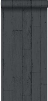 Origin behang verweerde houten planken donkergrijs Blauw