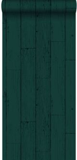 Origin behang verweerde houten planken smaragd groen Blauw