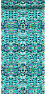 Origin behang XXL jungle fever motief turquoise Blauw