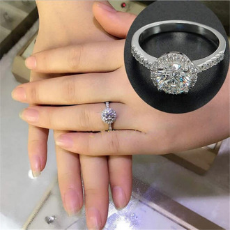 Origin Natural AAA Carat Moissanite Gemstone S925 Sterling Silver Ring for Women Round Silver 925 Jewelry Wedding Ring Box