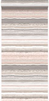 Origin Wallcoverings behang gelaagd marmer steen perzik roze en beige Beige, Roze